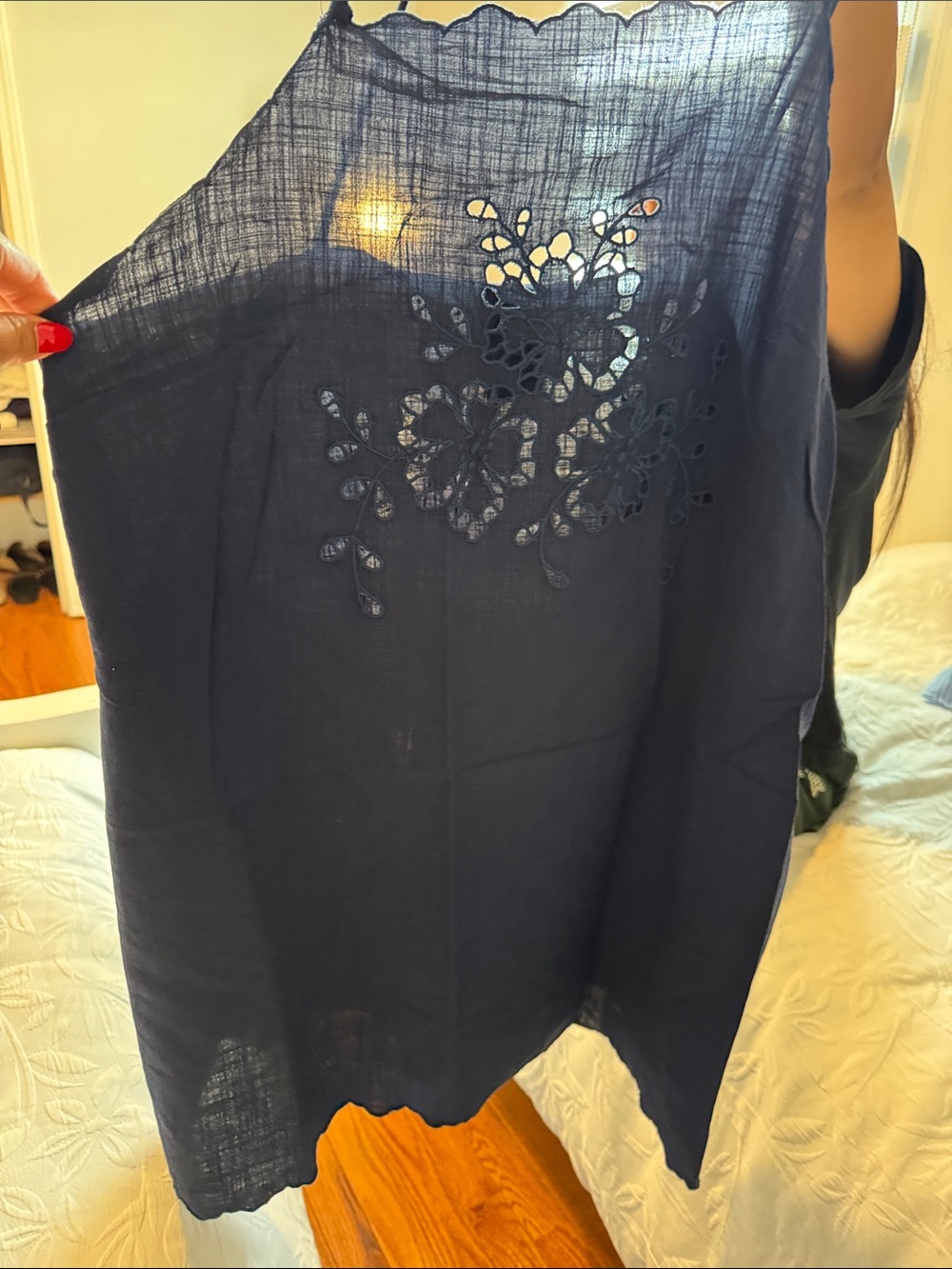 H&M Navy Blue Floral Cutout Dress